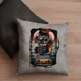 Stitch Pillow/ Stitch Elvis Jailhouse Rock Mugshot Grunge Gothic Vintage Faux Leather Square Pillow Zippered Cover
