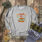 Pumpkin Spice Autumn Sweatshirt/ Fall Pumpkin Sweatshirt/ Metallic Orange And Green Rustic Fall Colors Fleece Sweater