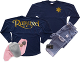 Disney Rapunzel Jersey/ Gold Tangled Spirit Shirts/ Disney Metallic Gold Rapunzel Vacation Oversized Jersey Top