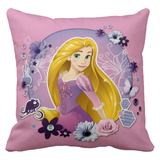 Disney Rapunzel Pillow/ Disney Tangled Rapunzel Room Décor/ Disney Princess Purple, Pink Floral Throw Pillow Gift/ Bedroom Decoration Pillow