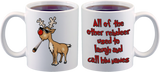 Christmas Rudolph Thug Life Coffee Mug/ Funny Rudolph Thug Glasses Santa’s Reindeer Holiday Coffee Lover Mug Gift