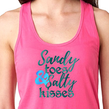 Beach Tank Top/ Sandy Toes/ Salty Kisses Women’s Tank/ Tropical Summer Tank Top/ Teal Beach Quote Summer Tank