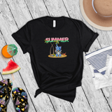 Beach Gnome Shirt/ Summer Palm Trees Watermelon Foil Balloons T-Shirt
