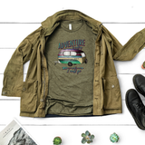 Camping Shirt/ Adventure Is Calling And I Must Go Teal Green Purple Camper