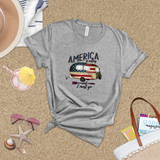 Camping Shirt/ America Is Calling And I Must Go Flag Retro Camper