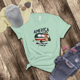 Camping Shirt/ America Is Calling And I Must Go Flag Retro Camper