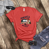 Camping Shirt/ America Is Calling And I Must Go Flag Retro Camper
