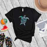 Tropical Turtle Shirt/ Coastal Watercolor Blue Sea Turtle T-Shirt