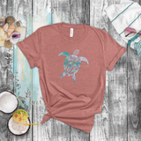 Tropical Turtle Shirt/ Coastal Watercolor Blue Sea Turtle T-Shirt