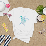 Tropical Turtle Shirt/ Coastal Watercolor Blue Sea Turtle T-Shirt