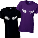 Halloween Skeleton Hands Shirt/ Groping Skeleton Hands Funny Halloween Ladies T-Shirt/ Funny Skeleton Halloween Women’s Shirt