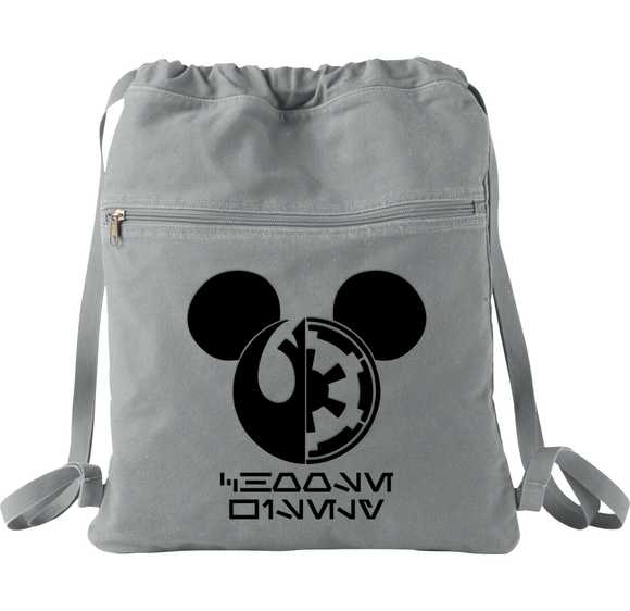 Disney Star Wars Mickey Mouse Backpack/ Jedi Sith Choose Wisely In Aurebesh Language Vacation Travel Park Bag Gift/ Galaxy’s Edge Cinch Sack