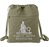 Disney Star Wars Galaxy’s Edge Backpack/ Aurebesh Black Spire Outpost Vacation Travel Park Bag Gift/ Metallic Silver Disney Cinch Sack