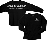 Disney Star Wars Galaxy’s Edge Jersey/ Black Spire Outpost Spirit Shirts/ Metallic Silver Aurebesh Vacation Oversized Jersey