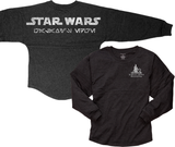 Disney Star Wars Galaxy’s Edge Jersey/ Black Spire Outpost Spirit Shirts/ Metallic Silver Aurebesh Vacation Oversized Jersey