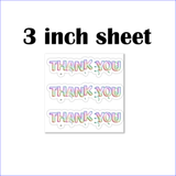 Thank You Stickers/ Iridescent Rainbow Party Foil Balloons Gift Favor Vinyl Label Stickers