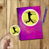 Softball Stickers/ Softball Batter Laptop Decal, Planner, Journal Vinyl Stickers