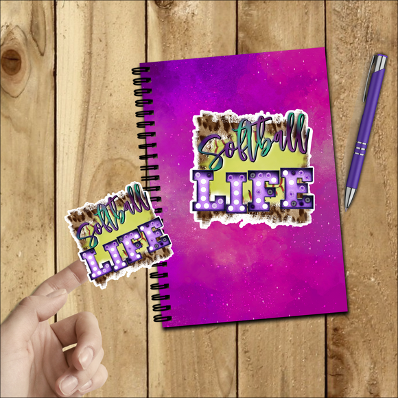 Softball Stickers/ Softball Life Purple Marquee Laptop Decal, Planner, Journal Vinyl Stickers
