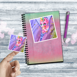 Unicorn Stickers/ Purple Glam Pastel Pink Unicorn Peek-A-Boo Zipper Laptop Decal, Planner, Journal Vinyl Stickers