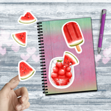 Watermelon Stickers/ Watercolor Summer Fruit Popsicle Sticker Collection Laptop Decal, Planner, Journal Vinyl Sticker Pack