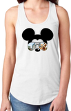 Mickey Mouse Sunglasses Tank Top/ Disney Cinderella’s Castle With Pluto Women’s Summer Tank Top/ Disney Vacation Mickey Silhouette Tank