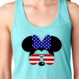 Minnie Mouse Sunglasses American Flag Tank/ Disney Patriotic Women’s Summer Tank / Disney Minnie Bow Silhouette Tank