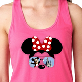 Minnie Mouse Sunglasses Tank Top/ Disney Cinderella’s Castle With Mickey Women’s Summer Tank Top/ Disney Vacation Minnie Bow Silhouette Tank