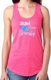 Sun Sea Serenity Beach Tank Top/ Tropical/ Nautical Women's Beach Tank/ Summer Seashell Vacation Tank