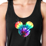 Mickey Mouse Tie Dye Glitter Tank Top/ Disney Mickey Mouse Glitter Tank/ Red, Green, Blue Tie Dye Mickey Disney Vacation Women’s Summer Tank