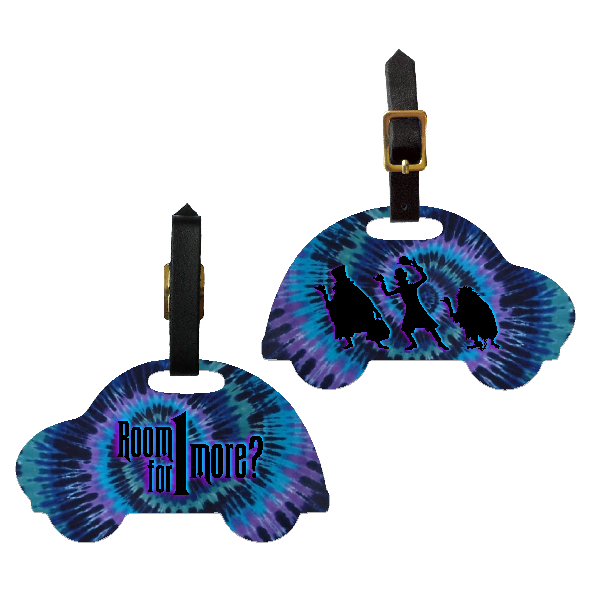 Haunted Mansion Bag Tag Hitchhiking Ghosts Luggage Tag Blue Purple Tie Dye Car Shaped Disney Travel Bag Tag Disney Vacation Souvenir Tag