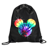 Mickey Mouse Tie Dye Glitter Backpack/ Disney Mickey Mouse Glitter Drawstring Bag/ Red, Green, Blue Tie Dye Mickey Disney Travel Park Bag