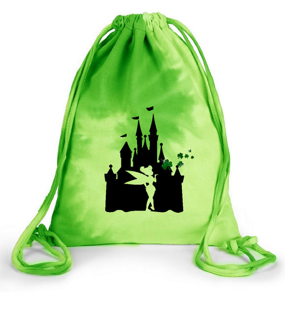 Disney Backpack/ St. Patrick’s Day Glitter Shamrocks Bag/ Cinderella’s Castle Tinkerbell Glitter Shamrocks Tie Dye Park Bag/ Disney Lucky Charm