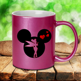 Disney Tinkerbell Mug / Mickey, Tinkerbell Red Hearts Pearl Metallic Coffee Mug/ Love Disney Mickey Mouse Heart Mug Gift