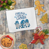 Christmas Gnome Towels/ Chillin With My Gnomies Blue Snowflakes Farmhouse Waffle Weave Kitchen Dish Towel Decoration Gift