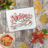 Christmas Towels/ North Pole Cookie Company Retro Santa Sign Waffle Weave Kitchen Dish Towel Holiday Decoration Gift