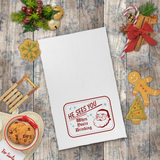 Christmas Santa Towels/ Funny He Sees You When You’re Drinking Retro Santa Advertisement Waffle Weave Kitchen Dish Towel Holiday Gift