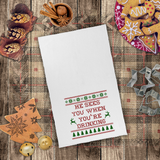 Ugly Christmas Sweater Towels/ Funny Santa He Sees You When You’re Drinking Waffle Weave Kitchen Dish Towel Holiday Decoration Gift