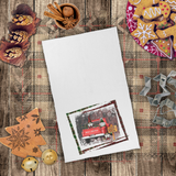 Christmas Gnome Towels/ Antique Red Truck Christmas Plaid Rustic Country Holiday Farmhouse Waffle Weave Kitchen Dish Towel Holiday Gift