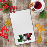 Christmas Towels/ Joy Red, Green, Black And White Plaid Country Holiday Farmhouse Waffle Weave Kitchen Dish Towel Holiday Decoration Gift