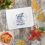 Christmas Let It Snow Towels/ Blue Swirly Filigree Snowman Winter Holiday Farmhouse Waffle Weave Kitchen Dish Towel Holiday Decoration Gift