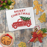 Christmas Towels/ Red Sweater Truck And Tree Merry Christmas Farmhouse Waffle Weave Kitchen Dish Towel Holiday Decoration Gift