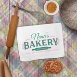 Personalized Grandmother Towels/ Custom Grandma, Nana’s Bakery Sign Green And Pink Waffle Weave Kitchen Dish Towel Decoration Gift