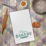 Personalized Grandmother Towels/ Custom Grandma, Nana’s Bakery Sign Green And Pink Waffle Weave Kitchen Dish Towel Decoration Gift