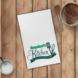 Personalized Grandmother Towels/ Custom Grandma, Nana Green Utensils Waffle Weave Kitchen Dish Towel Decoration Gift