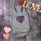 Valentine Tanks/ Distressed Purple Gothic Ephemera Journal Heart With Barbed Wire Frame Tank Tops