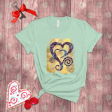 Valentine Shirts/ Purple Animal Print Gothic Grunge Hearts On Yellow Gold Brushstrokes T shirts