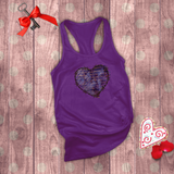 Valentine Tanks/ Distressed Purple Gothic Ephemera Journal Heart With Barbed Wire Frame Tank Tops