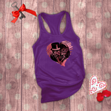 Valentine Tanks/ Gothic Grunge Kissing Sugar Skull Couple With Rose Pink Heart Tank Tops