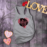 Valentine Tanks/ Gothic Grunge Kissing Sugar Skull Couple With Rose Pink Heart Tank Tops