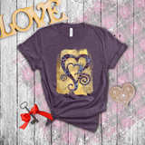 Valentine Shirts/ Purple Animal Print Gothic Grunge Hearts On Yellow Gold Brushstrokes T shirts